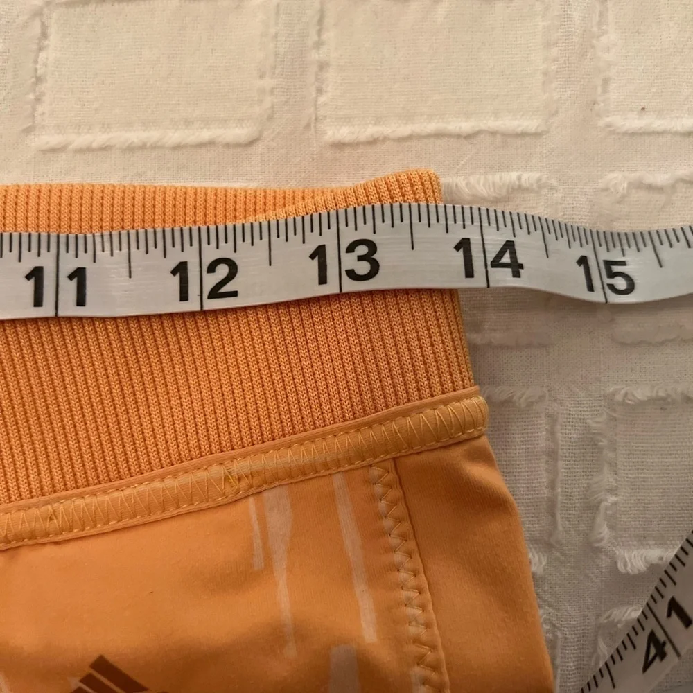 Adidas × Stella Mccartney Orange & Cream Cropped Leggings Woman’s Size Small - Picture 7 of 9